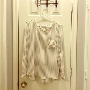 Striped Dolphin hem blouse